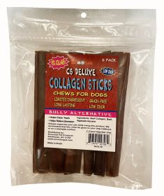 6 Inch CS Deluxe Collagen Sticks 6 Pack in Zip Lock Bag