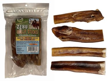 ZEBU Bully Sticks 6 Inch 4 Pack In Zip Lock Bag With Color Stickers