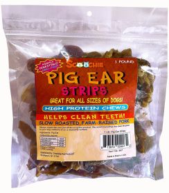 Pig Ear Strips  1 Pound  Zip Lock Bag