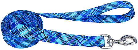 PET ATTIRE Styles Dog Leash 3/8 x 4ft Plaid Bones