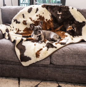 PAW PupRug Animal Print Memory Foam Dog Bed Brown Faux Cowhide Original