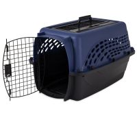 24in Hard-Sided Plastic Dog Kennel Pet Carrier Crate 2-Door Top load Blue