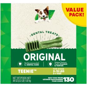Original Flavor Teenie Size Dental Chew Treats for Dogs;  36 oz. Pack (130 Treats)