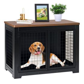 Furniture style dog cage, wooden dog cage, double door dog cage, side cabinet dog cage, Dog crate