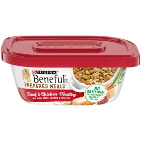 fooPurina Beneful Prepared Meals Wet Dog Food Beef and Chicken Medley, 10 oz Tubs (8 Pack)