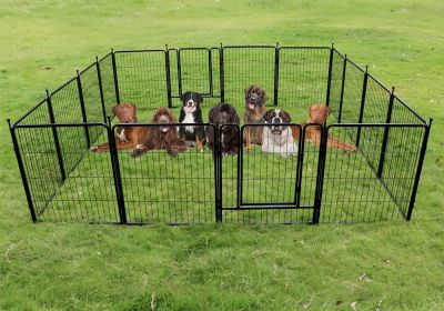 Dog Playpen Puppy Playpen for Medium Small Dogs Outdoor Pet Playpen 16 Panels Exercise Pen 32 inch Metal Indoor Dog Fence 2 Doors