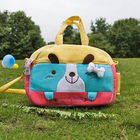 Smile Dog Embroidered Applique Fabric Art Duffle Bag / Shoulder Bag / Travel Bag (12.2*9.1*4)