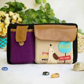 [Singing Dog] Embroidered Applique Kids Fanny Waist Pack / Travel Lumbar Pack (7.8*5.5*1.5)