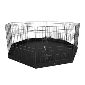 VEVOR Dog Playpen, 8 Panels Foldable Metal Dog Exercise Pen with Bottom Pad, 24" H Pet Fence Puppy Crate Kennel with Ground Stakes, Indoor Outdoor Dog
