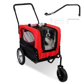 2-in-1 Pet Bike Trailer And Stroller with Canopy, Bicycle Cargo Wagon Trailer