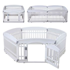 Pet Playpen Foldable Gate for Dogs Heavy Plastic Puppy Exercise Pen with Door Portable Indoor Outdoor Small Pets Fence Puppies Folding Cage 6 Panels M