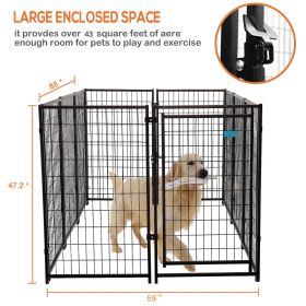 10-Panel Heavy Duty Metal Dog Kennel, Pet Playpen With Door, Outdoor Backyard Fence for Dogs Pets,  Black
