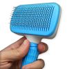 Handle Shedding Dog Hair Brush Grooming Trimmer Comb Self Cleaning Tool