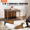VEVOR Dog Crate Furniture, 38 inch Wooden Dog Crate with Double Doors, Heavy-Duty Dog Cage End Table with Multi-Purpose Removable Tray, Modern Dog Ken