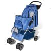 Folding Pet Stroller Dog/Cat Travel Carrier Blue