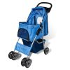 Folding Pet Stroller Dog/Cat Travel Carrier Blue