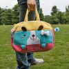 Smile Dog Embroidered Applique Fabric Art Duffle Bag / Shoulder Bag / Travel Bag (12.2*9.1*4)
