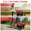 2-in-1 Pet Bike Trailer And Stroller with Canopy, Bicycle Cargo Wagon Trailer