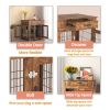 Furniture Style Dog Crate End Table with Drawer;  Pet Kennels with Double Doors;  Dog House Indoor Use; Rustic brown.