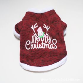 Pet Clothing Dog Warm Embroidery Christmas Style (Option: Red-L)