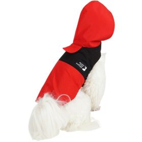 Dog Raincoat with Hood and Leash Hole, Adjustable Belly Strap, Reflective Strips, Lightweight Slicker Poncho Rain Jacket Coat for Small Medium Dogs (Color: Red)