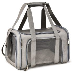 Carrier for Dog Pet Soft Transport Bag Foldable Dog Backpack 4 Open Doors Dog Ventilate Travel Bag Pet Supplies (Color: Blue, size: 45x28x28(cm))