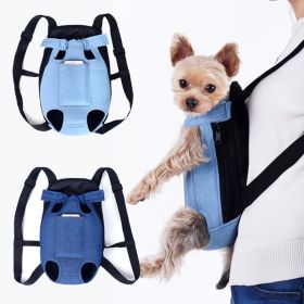 Denim Pet Dog Backpack Outdoor Travel Dog  Carrier Bag for Small Dogs Puppy Kedi Carring Bags Pets Products Trasportino Cane (Color: Denim Light Blue, size: L)