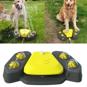 Dog Sprinkler Outdoor Water Fountain Easy Paw Activated 2 Aqua Outlet Modes Hose Dispenser for Big and Small Dogs (Color: Yellow)