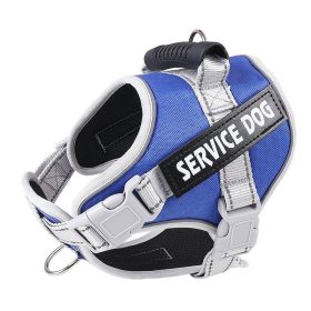 No Pull Service Dog Vest Harness For Dog; Breathable Soft Vest Harness For Outdoor Walking (Color: Blue, size: XXL)