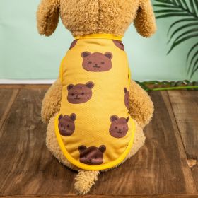 Summer  Pet Clothes Thin Vest Bird's Eye Printing; Pet Clothes For Dogs (Color: Yellow, size: L)