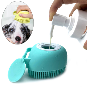 Pet Hair Comb Bath Brush Shampoo Brush Soft Silicone Comb Hair Scalp Massager For Dogs (Color: Square Pink, size: As The Pictures)