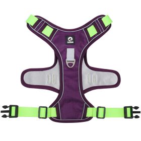 dog Harnesses; Cross border New Pet Towing Rope Vest Large Dog Chest Strap Reflective Explosion proof Flushing Dog Towing Rope (Specification (L * W): L, colour: purple)