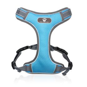 dog Harnesses; Pet Traction Rope Mesh Breathable Big Dog Chest Strap Vest Reflective Dog Rope Spot Wholesale (Specification (L * W): M (12-32 kg), colour: Light blue)