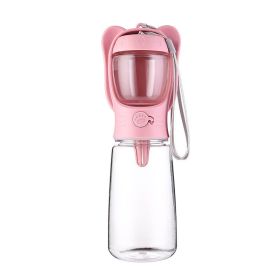 2 In 1 Dog Water Bottle, Leak Proof Portable Water Bottle With Food Container, Outdoor Portable Water Dispenser For Dog For Walking (Color: Pink, size: 550ml)