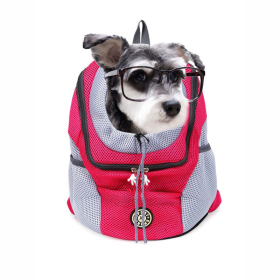 Portable Travel Backpack Outdoor Pet Dog Carrier Bag Mesh (Color: Red, Type: Pet Supplies)