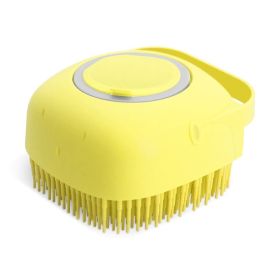 Dog Shampoo Massager Brush,  Grooming Scrubber Shower Brush For Bathing Short Hair Soft Silicone Brushes (Color: Yellow)