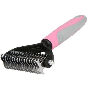 Grooming Brush For Pet Dog Deshedding Tool Rake Comb Fur Remover Reduce 2-Side Dematting Tool For Dogs Grooming Brush Double Sided Shedd (Color: Pink)