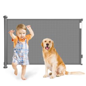 Retractable Baby Security Gate Door 58.3in Extra Wide Stair Gate for Toddlers Dogs Baby Gate with Punch Kit Punch-free Kit for Doorway Hallway Indoor (Color: Grey)