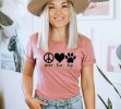 Dog Lover T-Shirt, Dog Moms T Shirt, Fur Mama Shirt, Peace Love Dogs Shirt, Women Graphic Tees