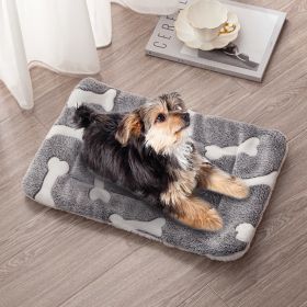 Dog Bed Mat Comfortable Flannel Dog Crate Pad Reversible Cushion Carpet Machine Washable Pet Bed Liner with Bone Patterns (size: M)