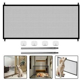 Portable Guard Net Stairs Doors Pets Dog Baby Safety Gate Mesh Fence (Color: black, size: S)