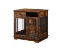 Dog crates;  indoor pet crate end tables;  decorative wooden kennels with removable trays.