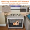 23.6"L X 20"W X 26"H Dog Crate Furniture with Cushion, Wooden Dog Crate Table, Double-Doors Dog Furniture, Dog Kennel Indoor for Small Dog