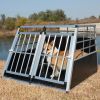 Double Doors Pet Car Transport Cage Aluminium Puppy Travel Crate Box Trapezoidal Kennel Dog