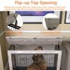 23.6"L X 20"W X 26"H Dog Crate Furniture with Cushion, Wooden Dog Crate Table, Double-Doors Dog Furniture, Dog Kennel Indoor for Small Dog