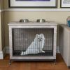 23.6"L X 20"W X 26"H Dog Crate Furniture with Cushion, Wooden Dog Crate Table, Double-Doors Dog Furniture, Dog Kennel Indoor for Small Dog