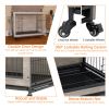 23.6"L X 20"W X 26"H Dog Crate Furniture with Cushion, Wooden Dog Crate Table, Double-Doors Dog Furniture, Dog Kennel Indoor for Small Dog